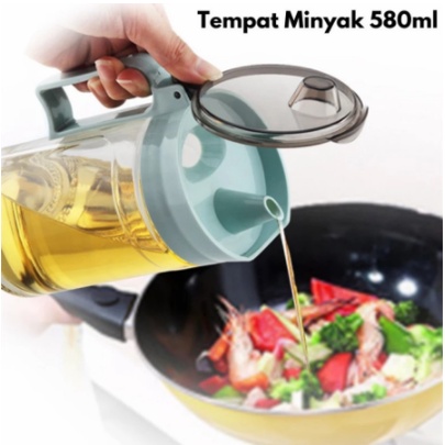 Botol Kaca Tempat Minyak Goreng Dan Kecap Serbaguna Seasoning Glass Jar 580ml