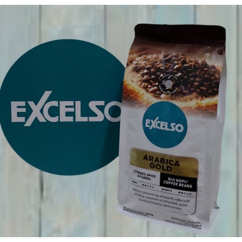 

EXCELSO Coffee Arabica Gold Biji Kopi pilihan kemasan Praktis 200 gr.