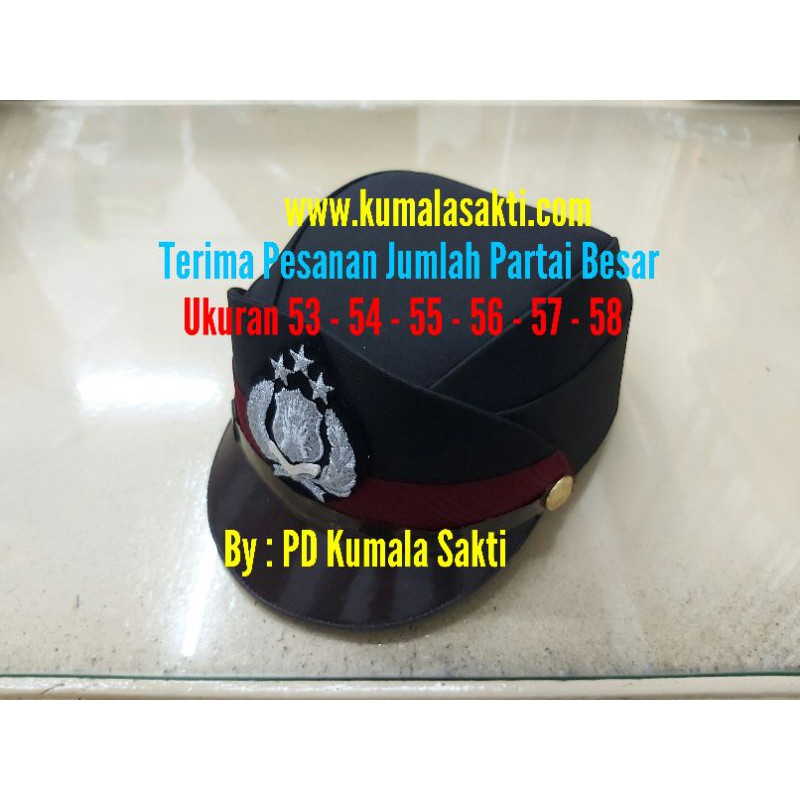 Topi Pet PDH Polwan Sabhara Bintara-Pet Polwan Sabara-Pet Bintara PDH-Topi Polisi-Kaps Polisi-Sabuk