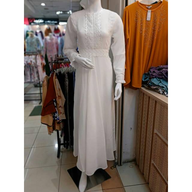 Gamis Putih 003 / Gamis Mewah / Gamis Sifon Busui
