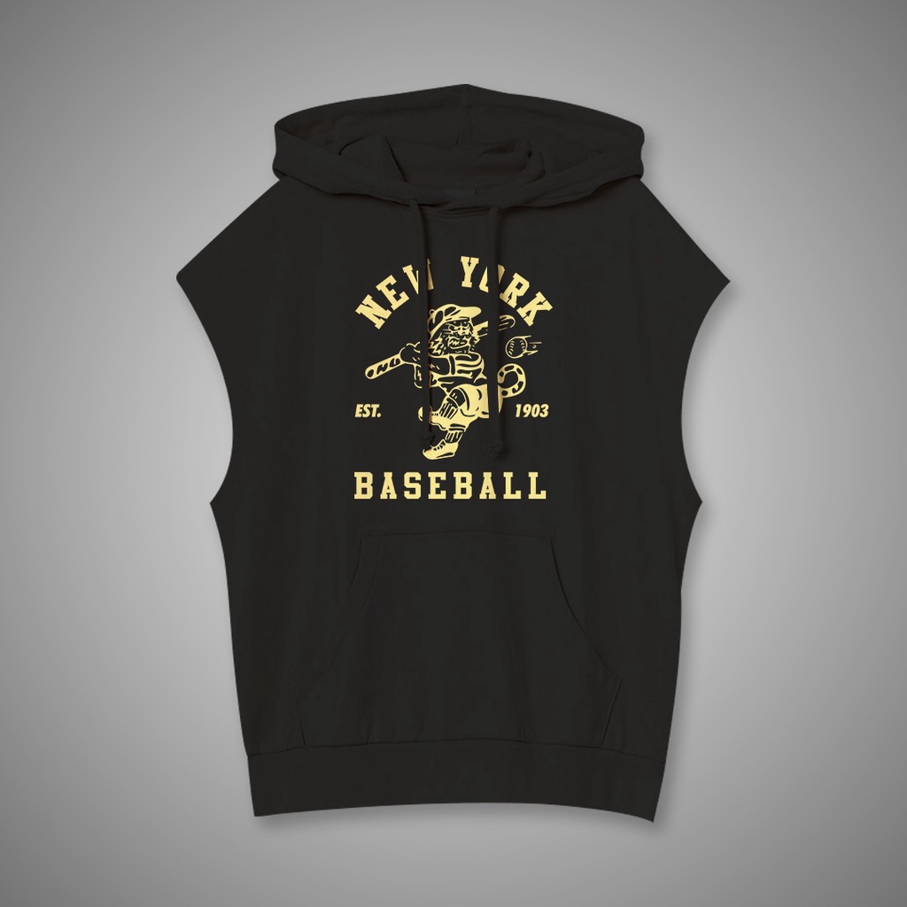 SLEEVELES ROMPI HOODIE NEWYORK BASEBALL UNISEX FLEECE TEBAL MURAH TERBARU'