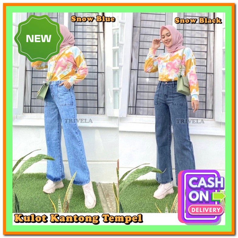 Kulot Jeans Hitam Kulot Jeans Hitam Kekinian Kulot Jeans Panjang Celana Panjang Wanita Murah Celana 