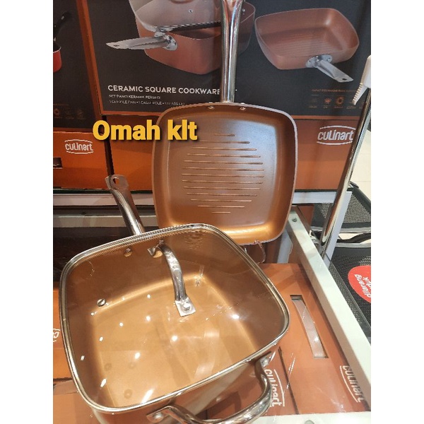 wajan panci ceramic culinart original ceramic cookware square set