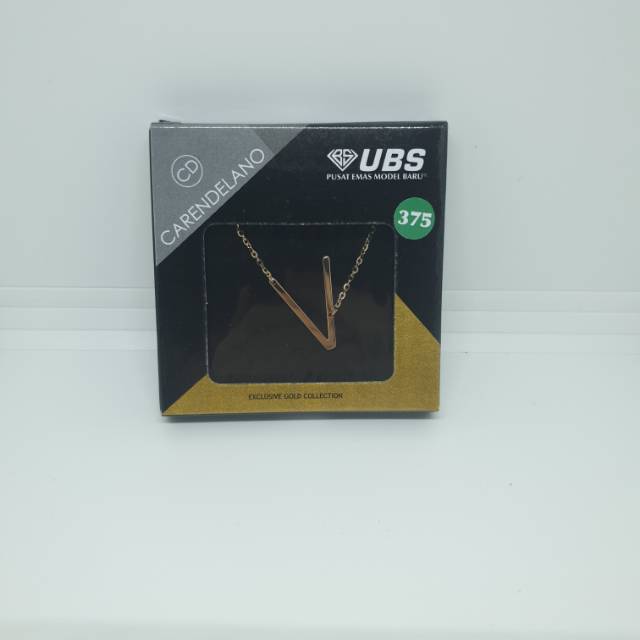 Kalung Emas 375 Alpha Beta Milea UBS Carendelano Huruf V