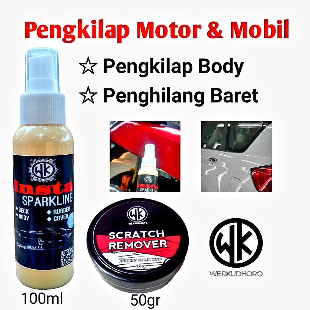 Paket Rubbing Compound 50gr &amp; Insta Sparkling 100ml / Penghilang Baret dan Pengkilap Body Motor Mobil