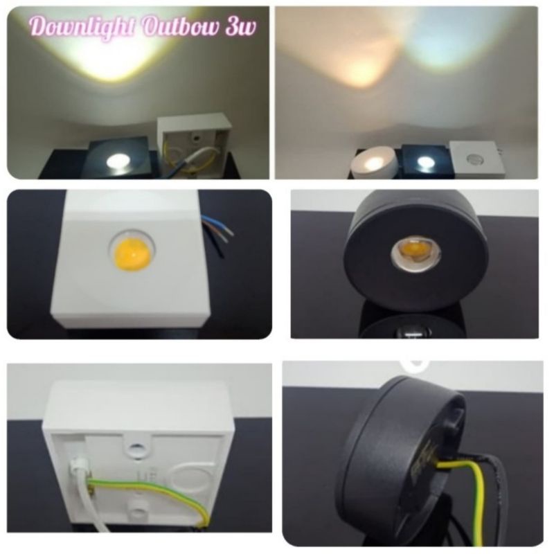 Lampu Downlight COB Outbow 3w 3 watt Kotak Bulat Garansi