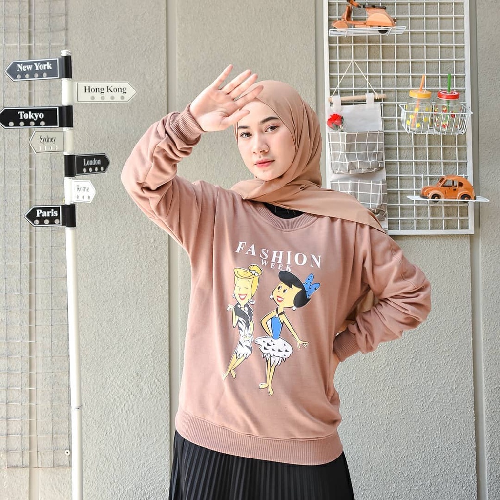 Flinstone Wife Sweater Unisex Motif Print-OOTD Best Quality All Size Fit to L