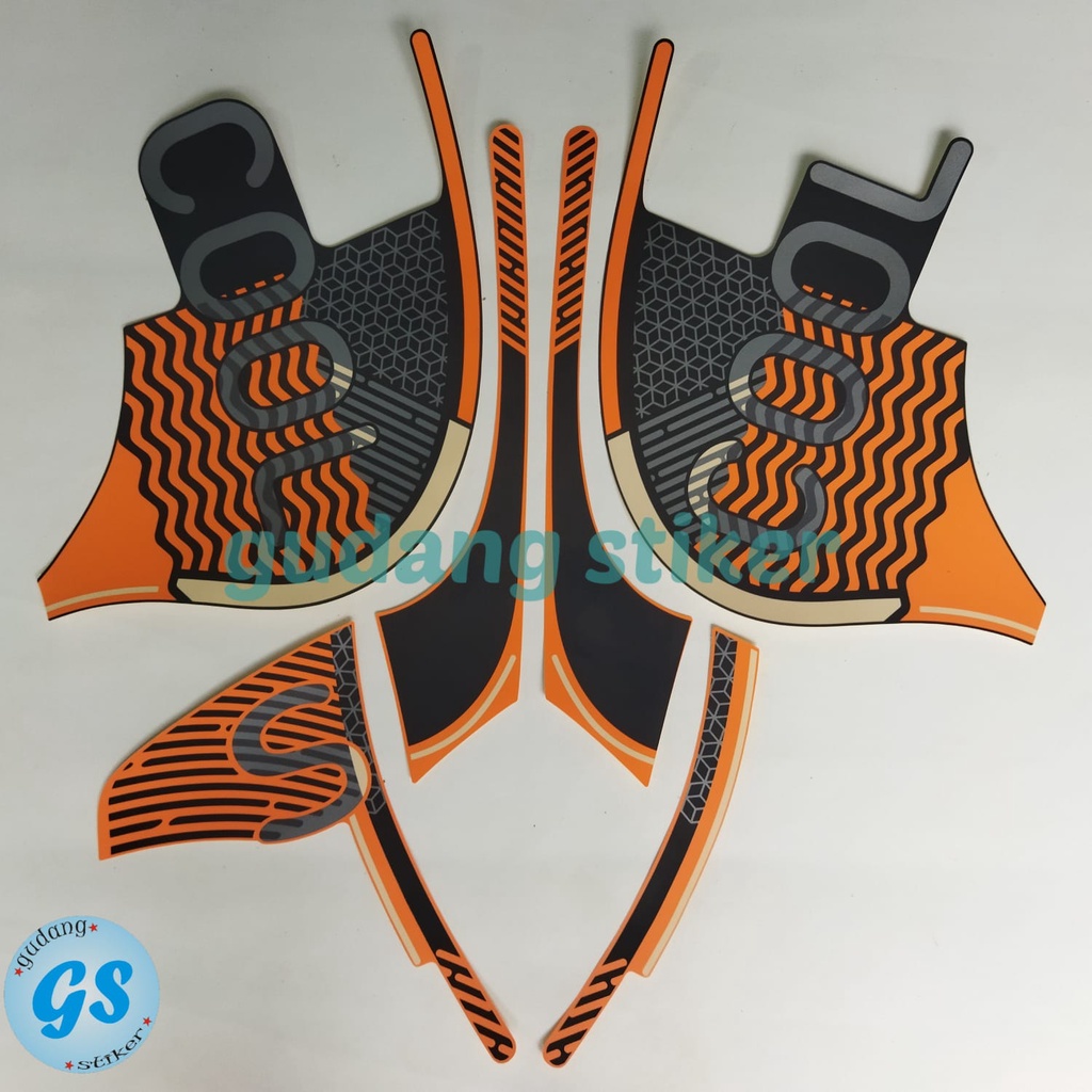 sticker striping motor scoopy fashion 2021 hitam-orange