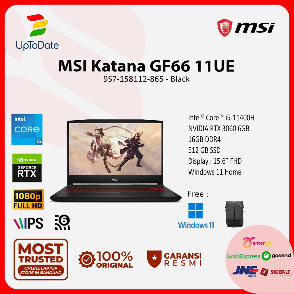 MSI Katana GF66 11UE 9S7-158112-865 Core i5-11400H 16GB 512GB RTX3060