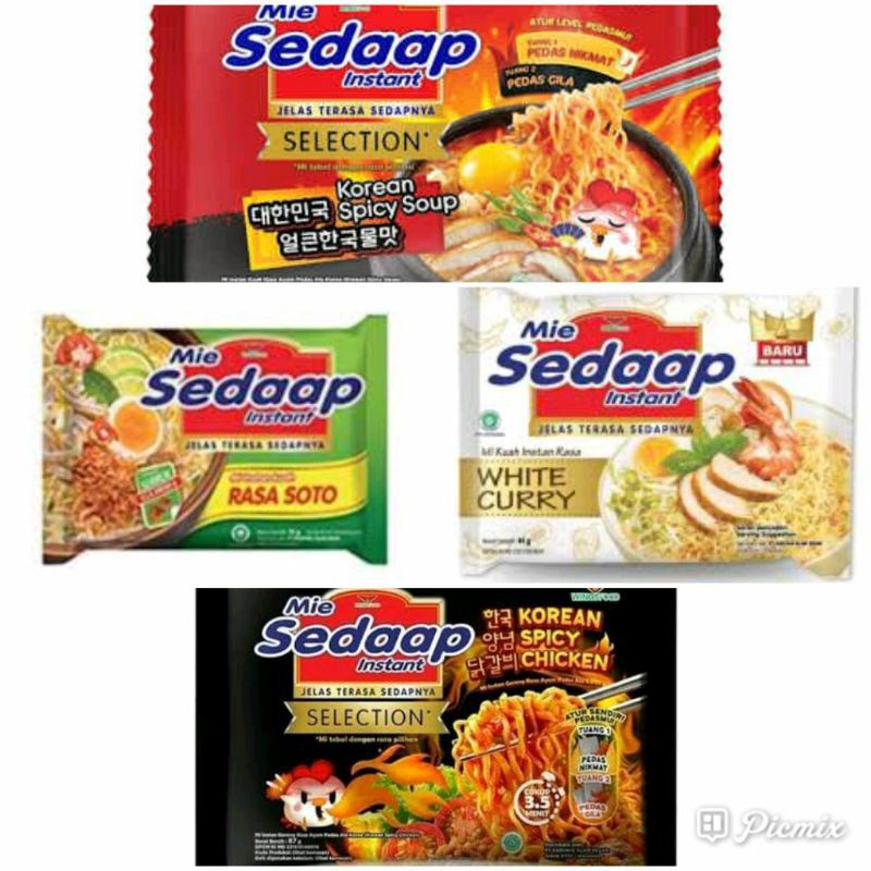 Mie Sedap Korean Spicy Chicken,Mie Sedap Korean Soup,Sedap White Curry,Sedap Soto