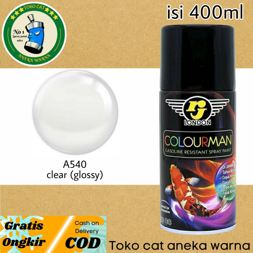 CAT SEMPROT 400ml COLOURMAN CLEAR GLOSS GLOSSY MENGKILAP CAT SEMPROT SPRAY PAINT PILOX PILOK RJ LONDON