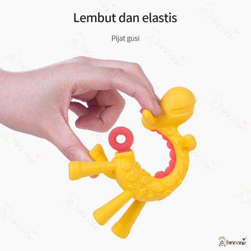 [rumahbayipdg] Teether girafe gigitan bayi silikon jerapah BPA free