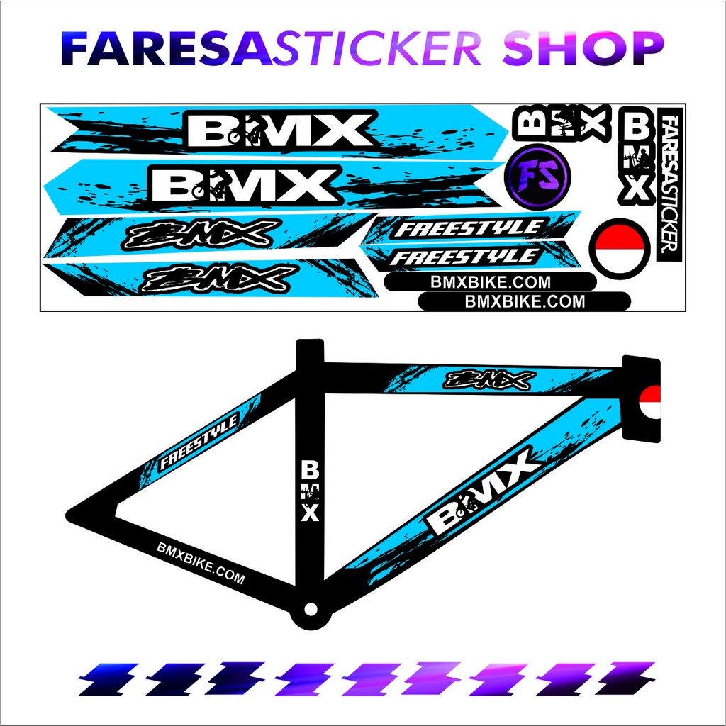 (COD) STICKER DECAL SEPEDA BMX BIKE VARIASI RACING BIRU