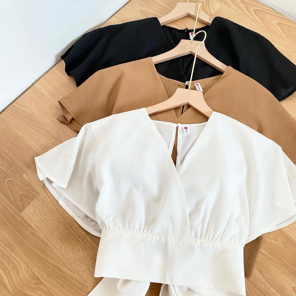 BEFAST - ZFS OOTD Wanita Blouse AIZE / BOW BACK CARDI OUTERWEAR / Atasan Kekinian Remaja / Blouse Lengan Pendek / Blouse Casual Unik / Fashion Wanita Remaja Terbaru