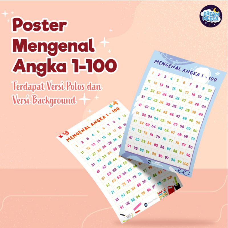 

Poster Mengenal Angka 1 - 100 (Ukuran A3+)