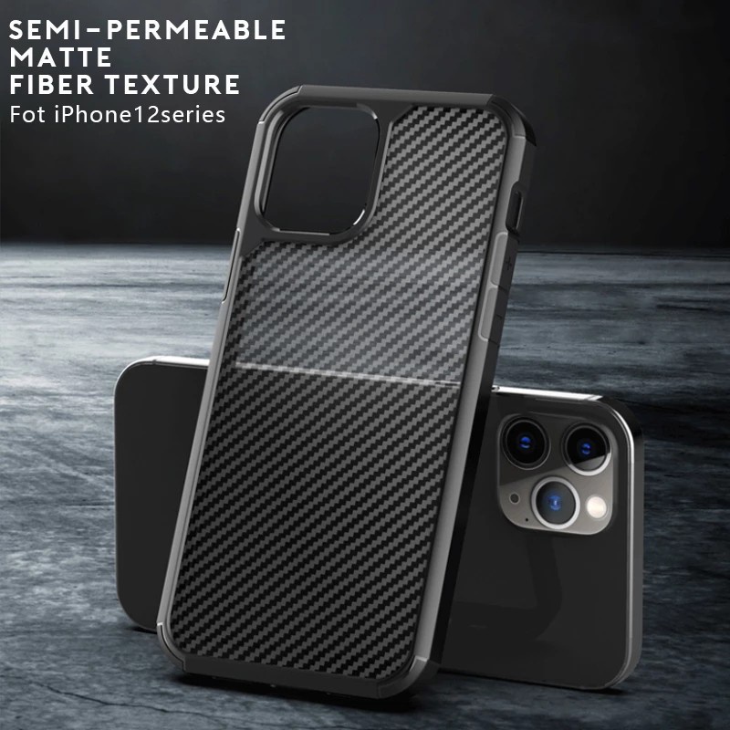 Soft Case Pelindung Bahan Carbon Fiber Transparan Untuk Iphone 11 12 Pro Max X Xs Max Xr 7 8 Plus Se 2020 12 Minicase