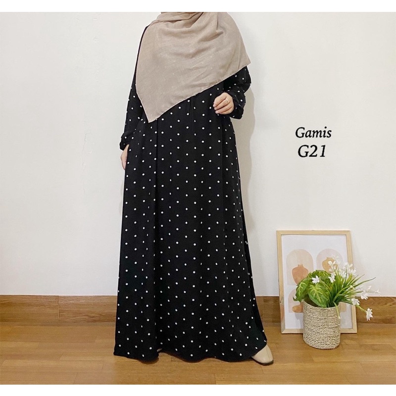 [bisa COD] gamis syari motif bahan katun rayon adem, jatuh, halus-3