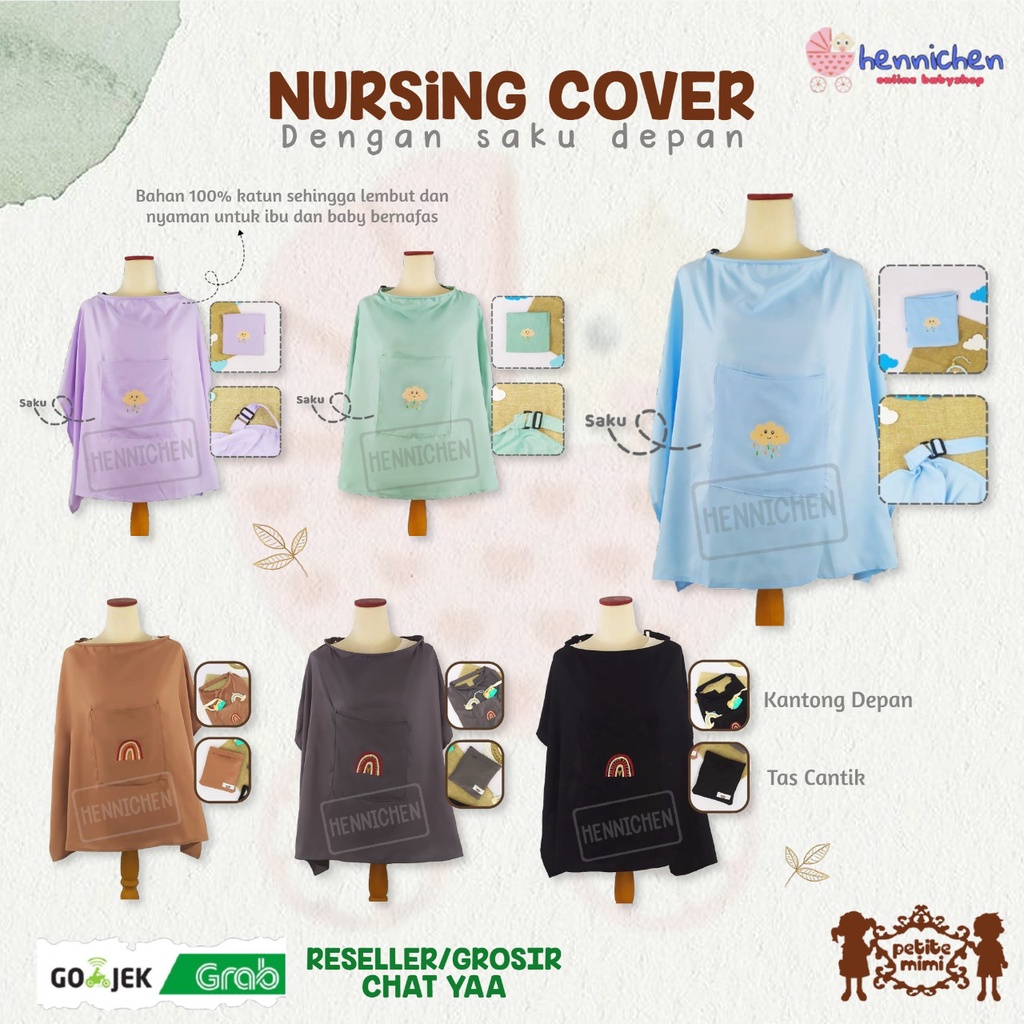 Nursing apron nursing cover dengan saku kantong nursing cover dengan saku (tutupan menyusui) Petite Mimi