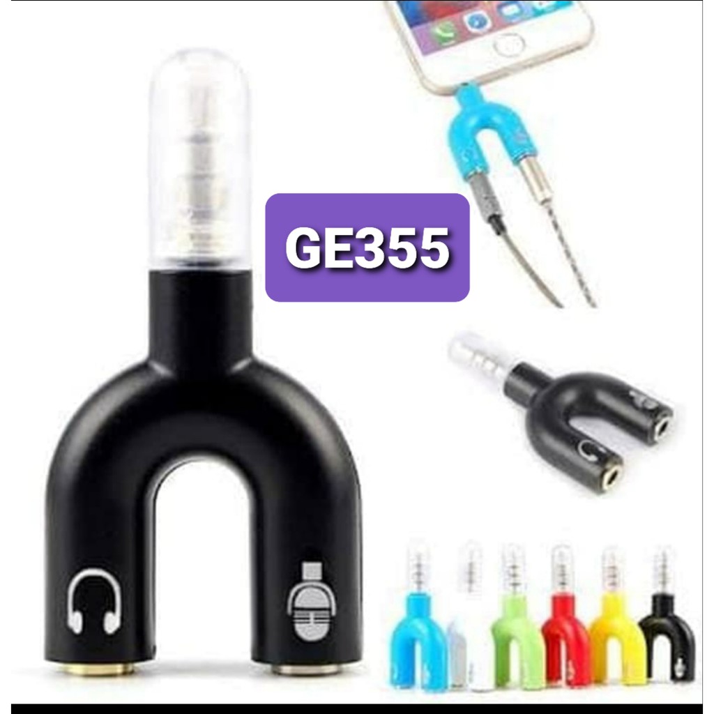 G355 Spliter 2 in 1 konektor splitter aux mic mik 3,5mm conektor audio acc handphone hp jek jack 2in1 microphone laptop komputer smule multi G355   Tentang Produk  Produk ini hanya untuk hp/gadget yg support aux..(headset + mic)U Shape Splitter Jack 3.5mm