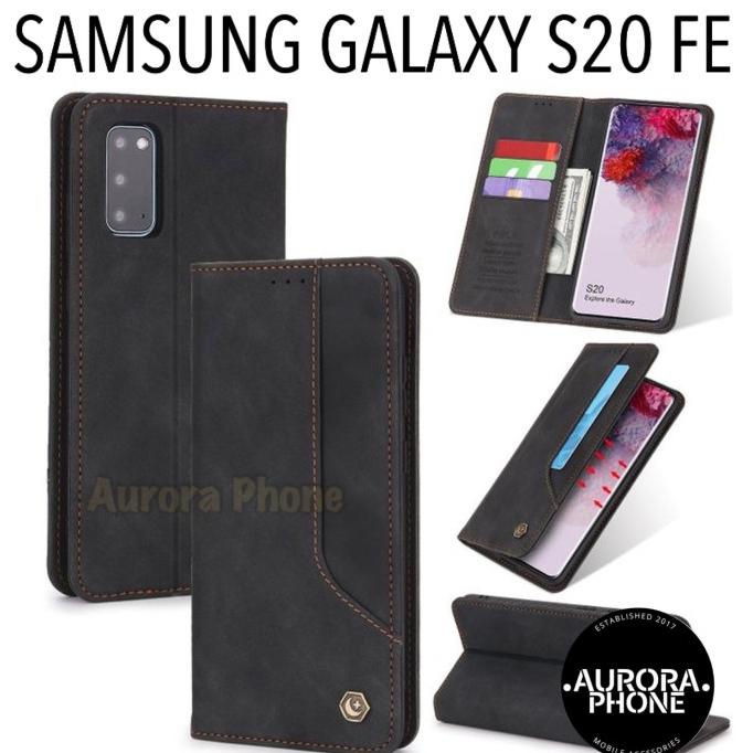 SAMSUNG GALAXY S20 FE FLIP CASE POLA DOMPET SLOT KARTUPOLA S20 FE POLA - HITAM / BLACK