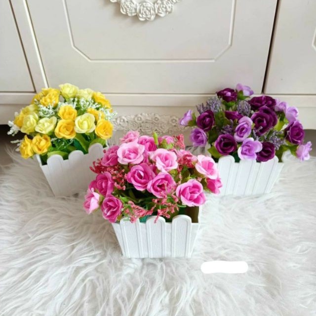 VAS PAGAR 10 CM tanpa bunga KOTAK pot plastik bunga putih