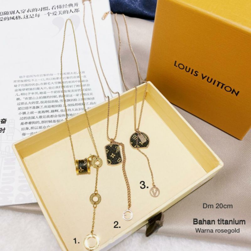 Kalung Titanium Asli Rosegold Motif elv Premium Quality Anti karat anti alergi Stainless steel ktt02