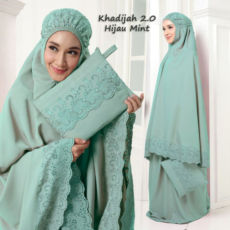 Mukena Dewasa Khadijah Free Tas Cantik Bahan Katun Premium Mukenah Renda Jumbo Series Terbaru Murah 