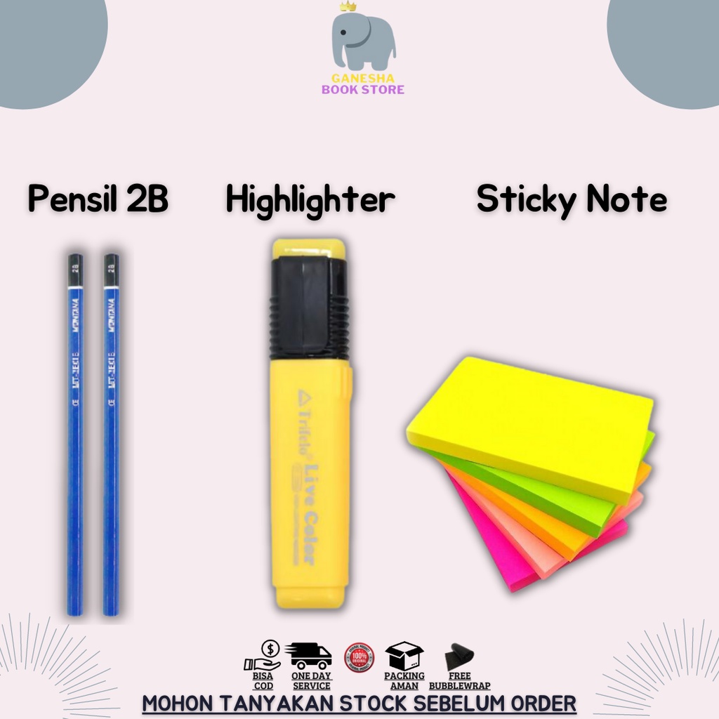 

Hadiah ( Pensil 2B, Highlighter, Sticky Note )