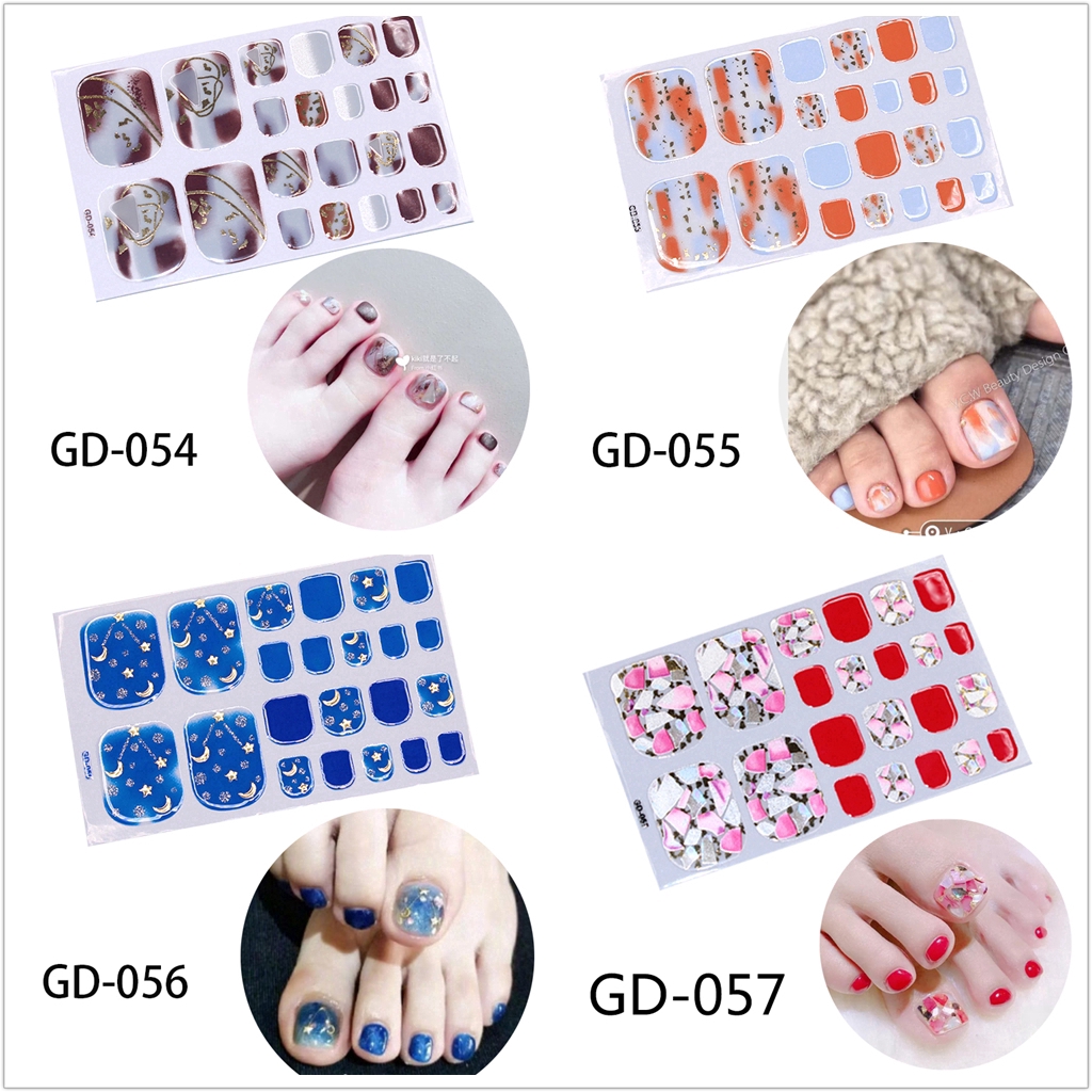 Gd050-065 Stiker Kuku 3D Motif Garis / Geometri Warna Emas Anti Air untuk Nail Art