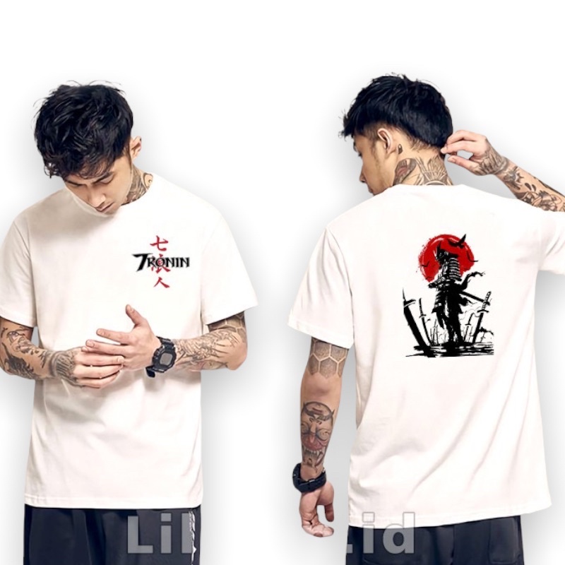 Kaos Tshirt  Pria samurai ronin desain jepang  Baju Distro Basic Lengan Pendek Cowok Kasual Lilipop