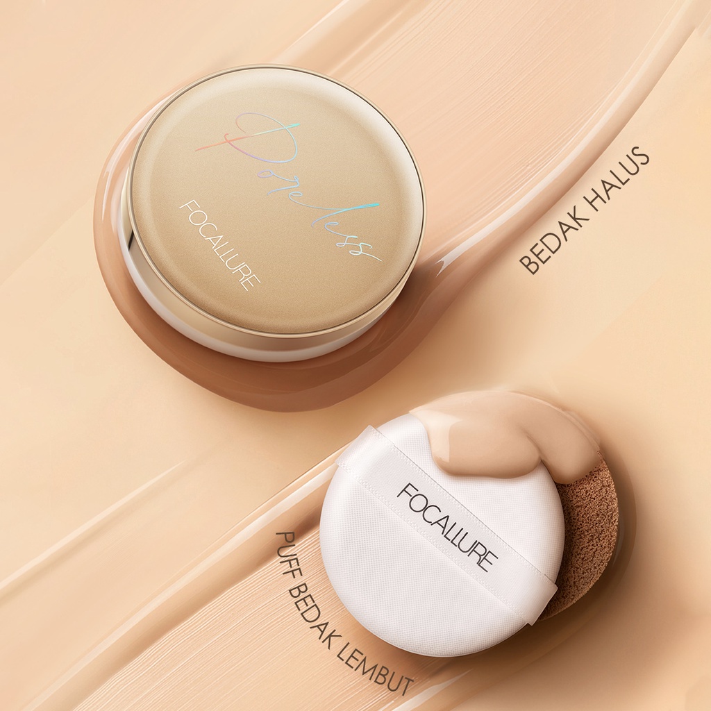 FOCALLURE Poreless BB Cushion Foundation Full Coverage Waterproof Foundation #GoldenAge Celebshine