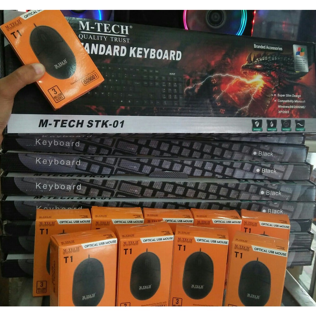 Keyboard M-TECH STK-01 Hitam dan Mouse m-tech