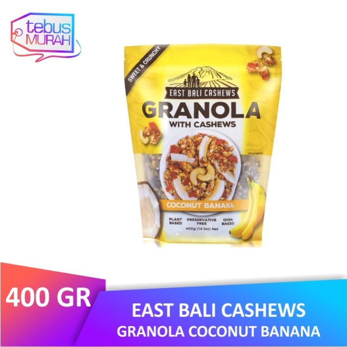 

Jual East Bali Cashews Granola Coconut Banana 400 Gr