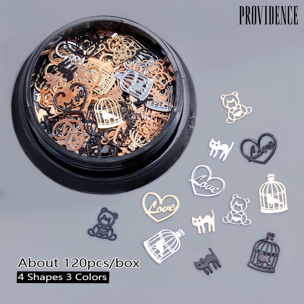 Providence 120Pcs/Box Halloween Style Nail Flake Hollow Design Metal Manicure Metal Decals Sequins Metallic Art Decoration for Female
