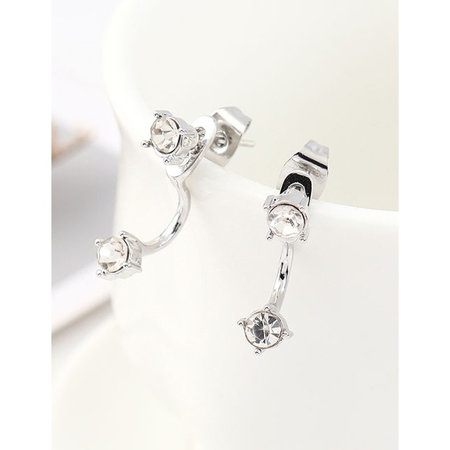 LRC Anting Tusuk Fashion Platinum Bow Stud Earrings Y63070