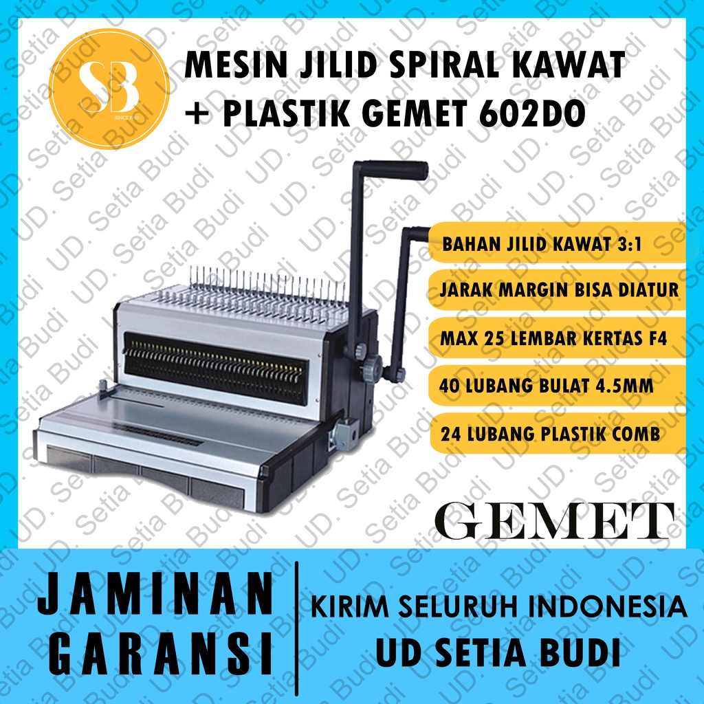 Mesin Jilid Spiral Kawat + Plastik GEMET 602 DO Asli dan Bergaransi