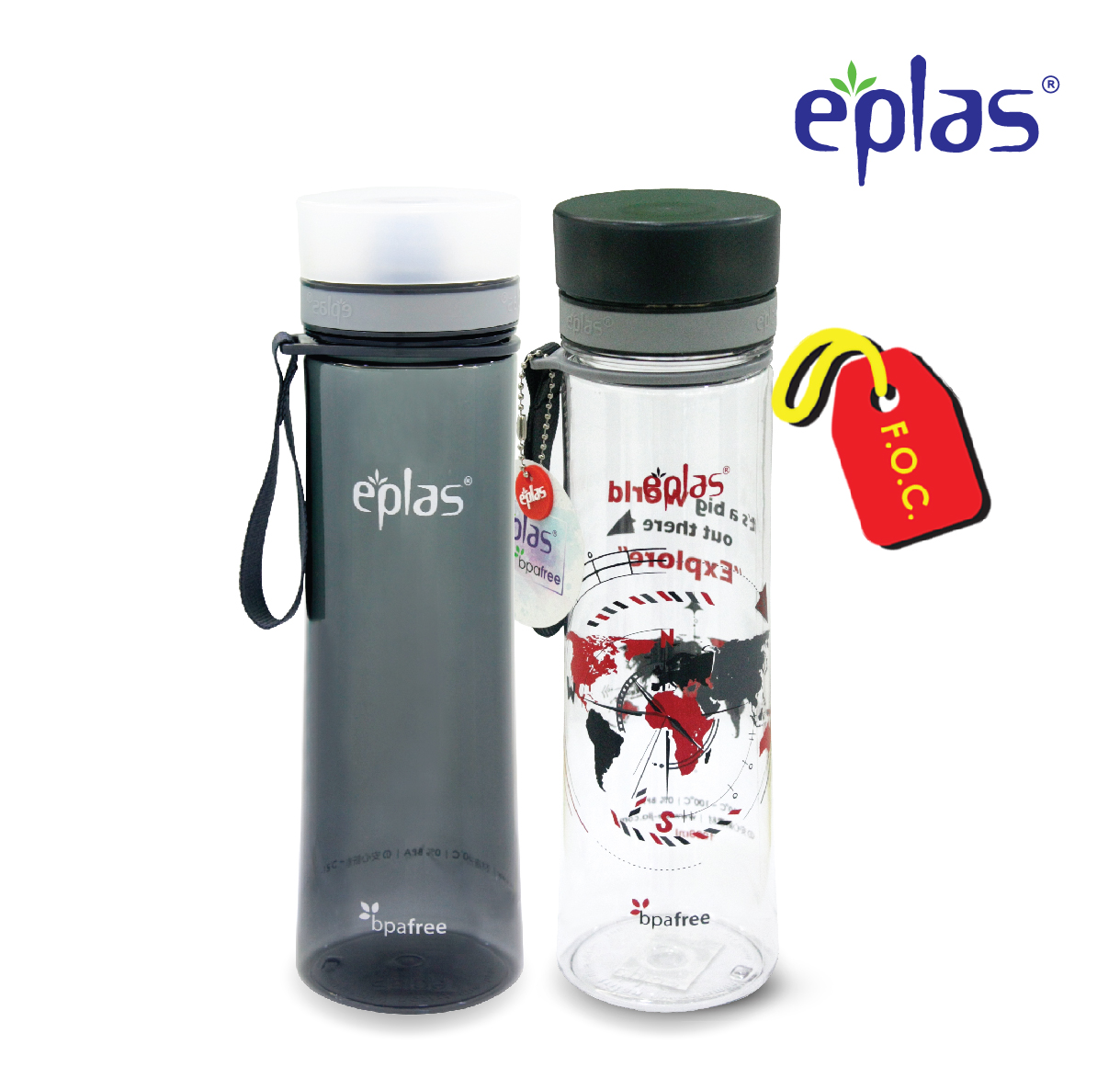 EPLAS Offer Pack 2 In 1 Water Bottle Set, 1000+1000ML, Water Tumbler, Botol Air, BPA Free