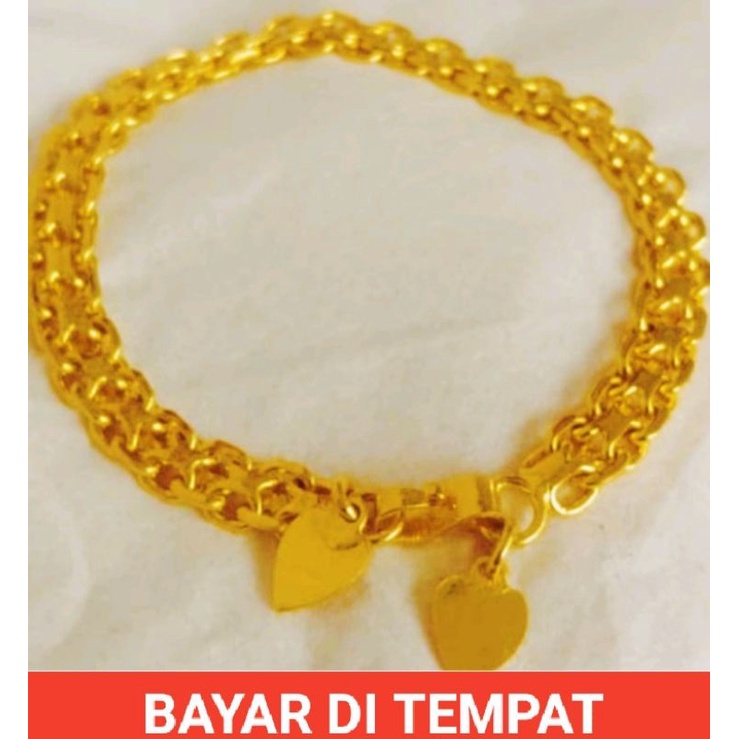 PROMO,,,,, GELANG TANGAN TITANIUM MOTIF DOBLE NURI LAPIS EMAS 24 K TERSEDIA WARNA GOLD DAN ROSEGOLD