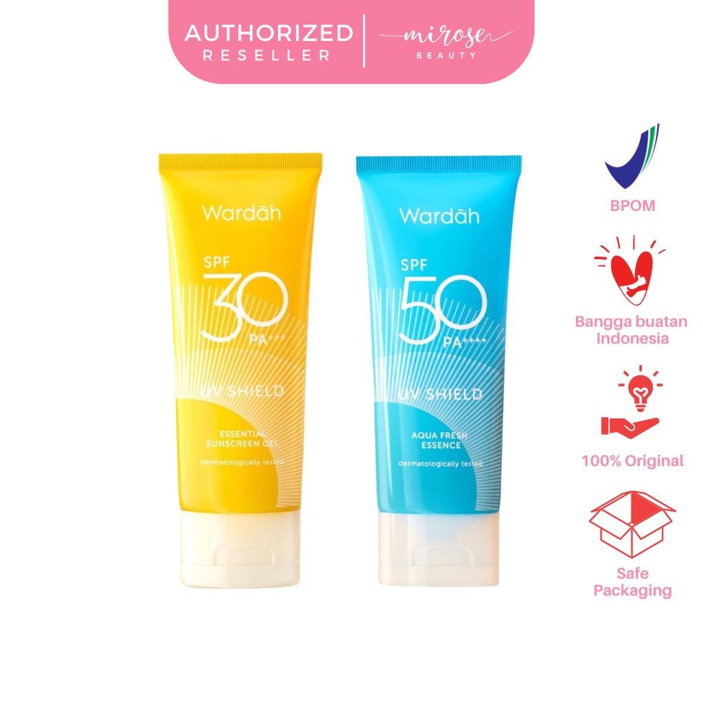 Wardah UV Shield Essential Sunscreen Gel SPF 30 PA +++ / Aqua Fresh Essence SPF 50 PA ++++ 40 ml