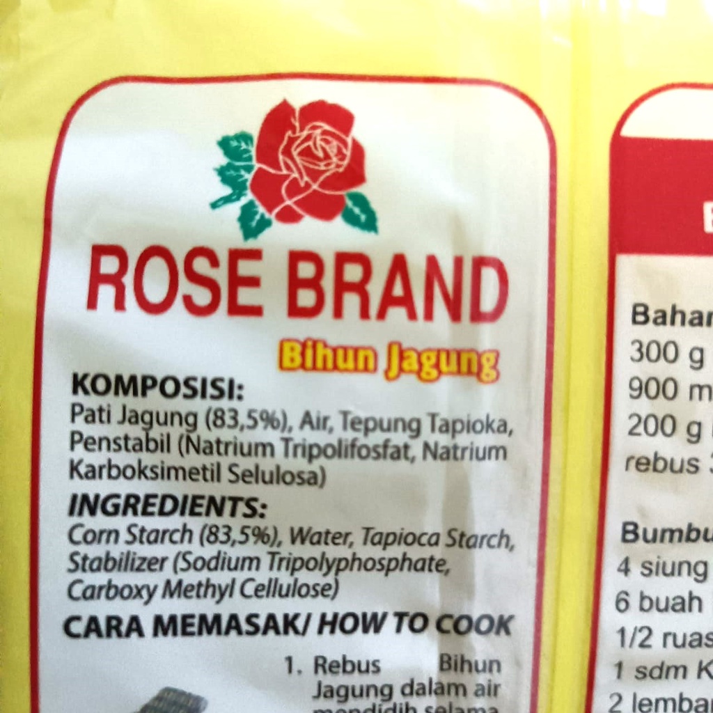 Rose Brand Bihun Jagung Putih 320 gr Rosebrand Bihun Lempeng Halal