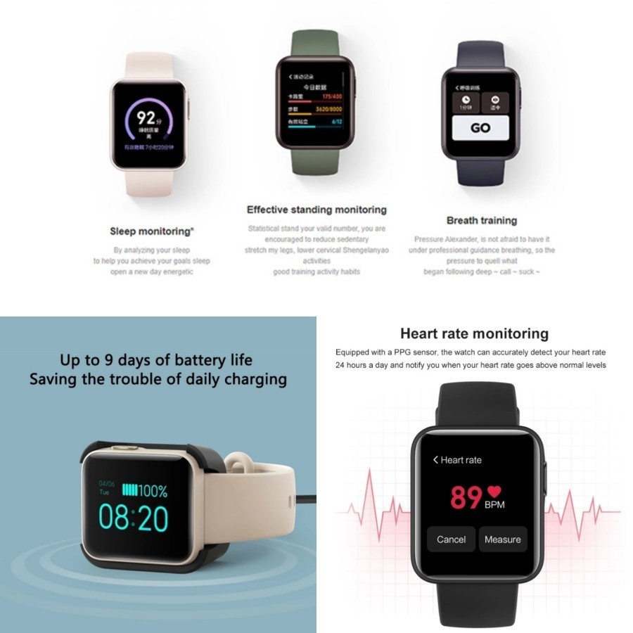 XIAOMI Redmi Mi Watch Lite SMARTWATCH GPS SMART WATCH JAM TANGAN PINTAR SPORT MI BAND MIBAND 4 5 6-1