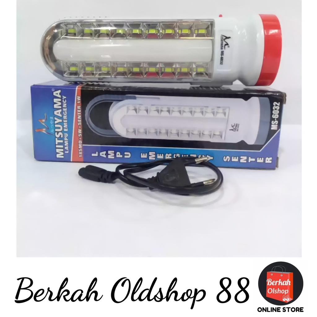 Berkah Oldshop 88 - Lampu Emergency 18 LED + 5Watt + Senter 1Watt Mitsuyama MS-6032
