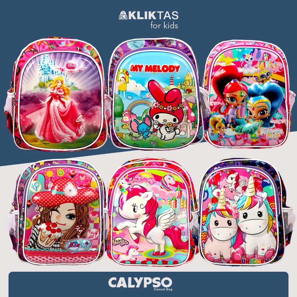 [KLIKTAS] Tas Ransel Anak Perempuan TK Paud Gambar Kartun Calypso 3711 / Backpack Sekolah Karakter Lucu