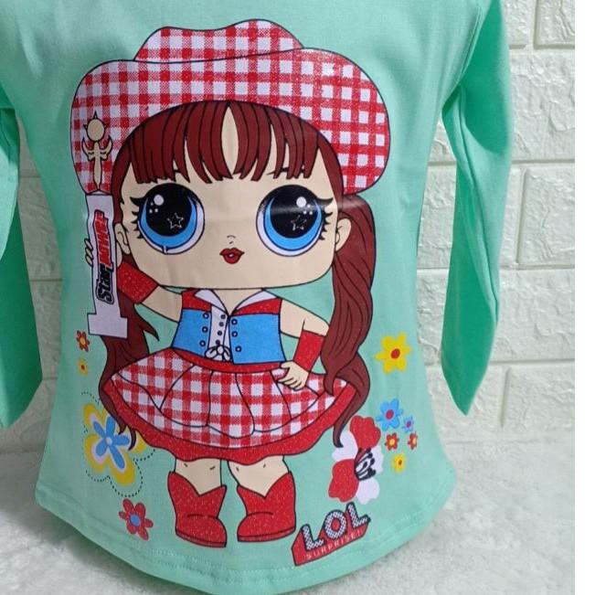 Best Seller KODE-770 Kaos atasan anak perempuan lengan panjang 2-9 thn