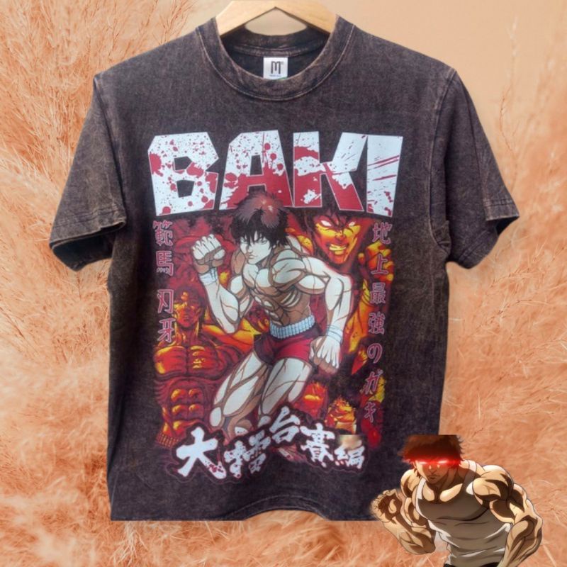 Jual Baki The Grappler Anime Manga Vintage Wash T Shirt Kaos Anime Baki The Grappler Vintage