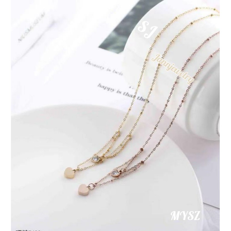 kalung Love double layer titanium asli tidak alergi[KT-41]