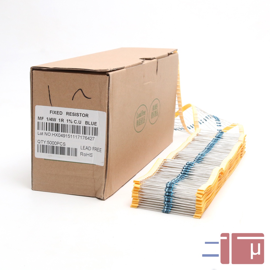 x10 Resistor 1R 1 Ohm 1/4W Metal Film 1% Taiwan Kaki Tembaga