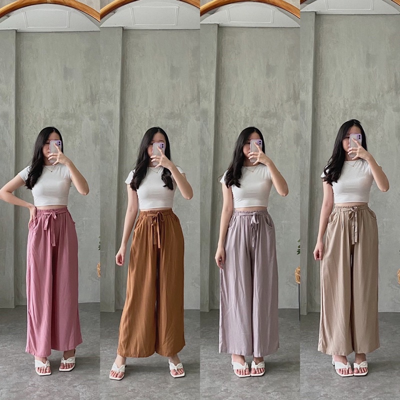 Loose Cullote Pants| Celana Kulot Rayon Wanita Loose Cullote Pants Homewear y62x
