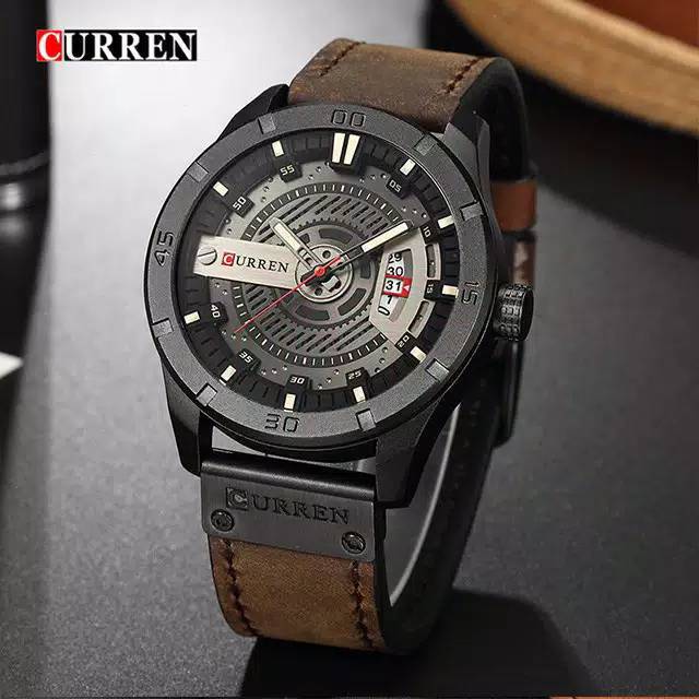 Jam Tangan Pria CURREN 8301 Tanggal Aktif Tali Kulit