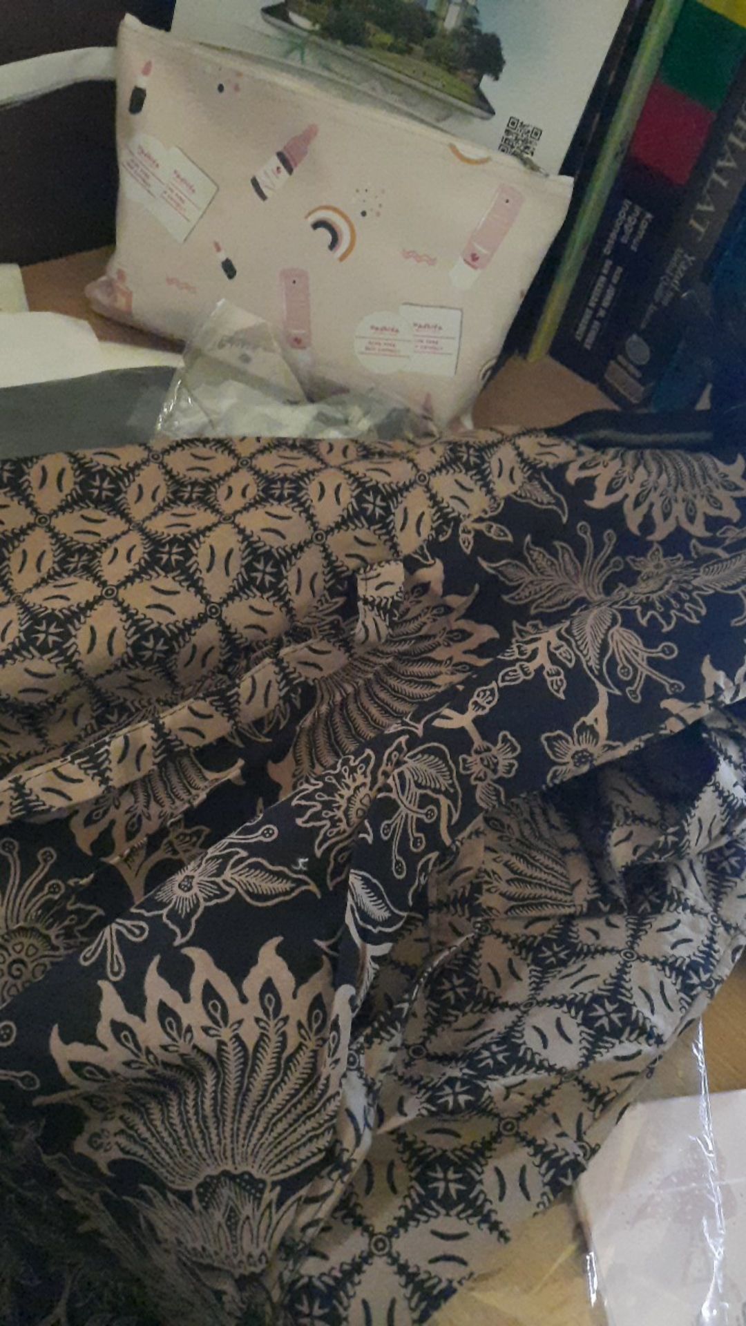 Tey-17 Batik Wanita Asj Sa Hrb026 Kenongo Kemeja Tosca Pendek Kombinasi Jumputan